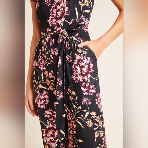 Anthropologie Kachel Floral Wide Leg Tie Wide Leg Jumpsuit - Picture 4 of 8